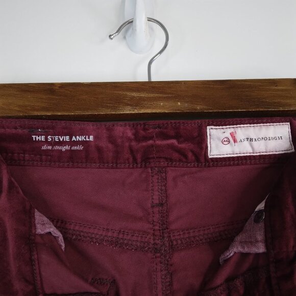 Adriano Goldschmied Anthropologie The Stevie Ankle Velvet Burgundy Wine Size 25 - Picture 5 of 10